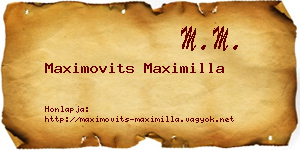 Maximovits Maximilla névjegykártya